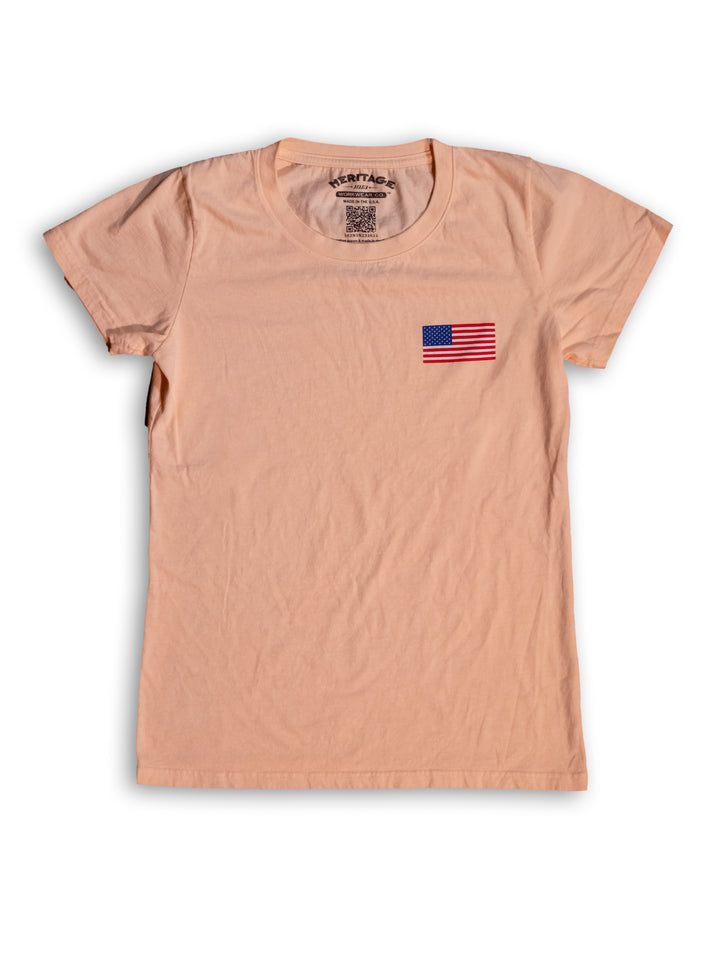 Women's Heritage Flag Tee - Peach Fuzz - Heritage Workwear