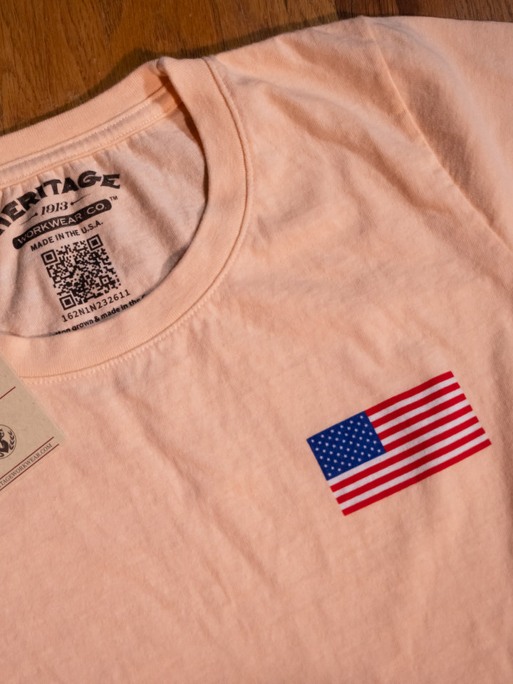 Women's Heritage Flag Tee - Peach Fuzz - Heritage Workwear