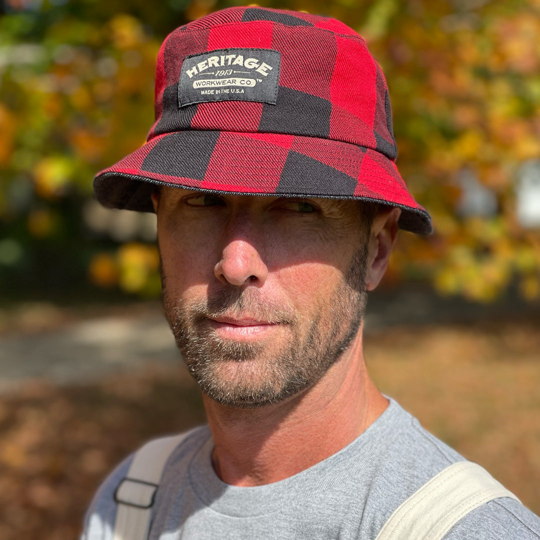 Heritage Primo Bucket Hat Buffalo Plaid Durable Stylish - Main Image