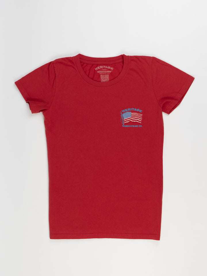 Women's New Flag Tee - Red - Heritage Workwear