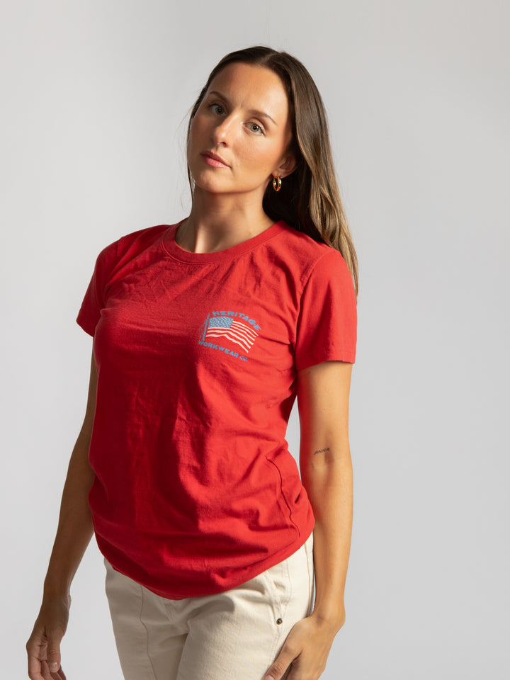 Women's New Flag Tee - Red - Heritage Workwear