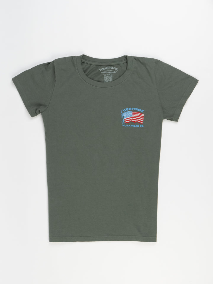 Women's New Flag Tee - Green - Heritage Workwear