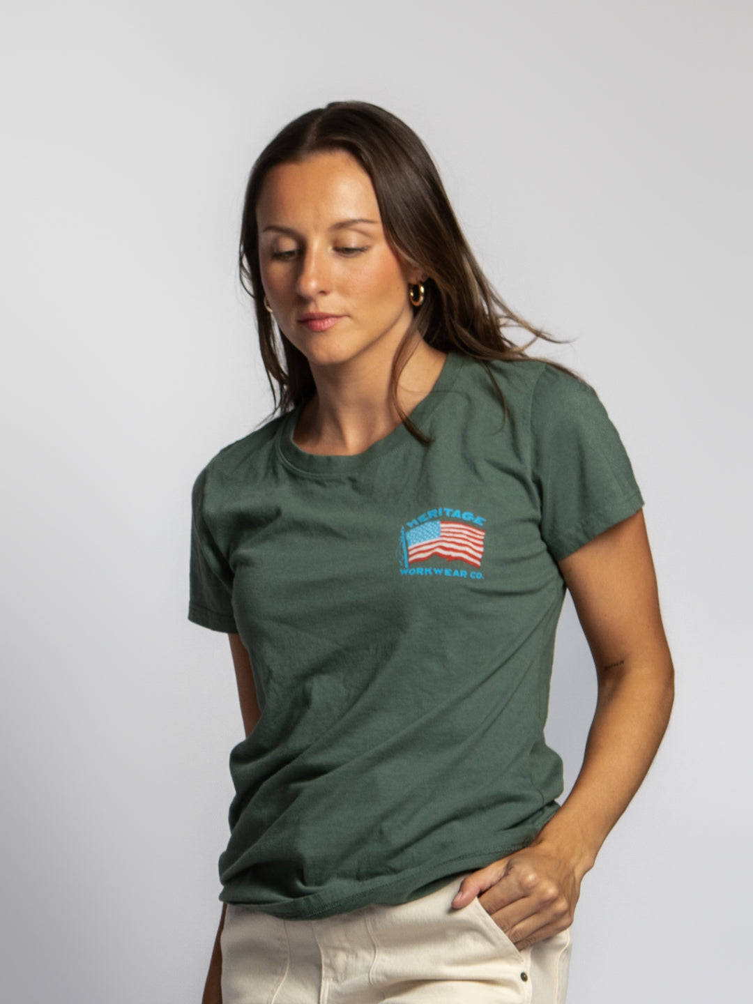 Women's New Flag Tee - Green - Heritage Workwear