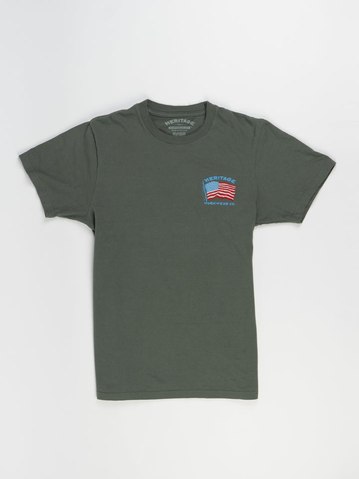 Heritage Unisex Flag Tee - Green - Heritage Workwear