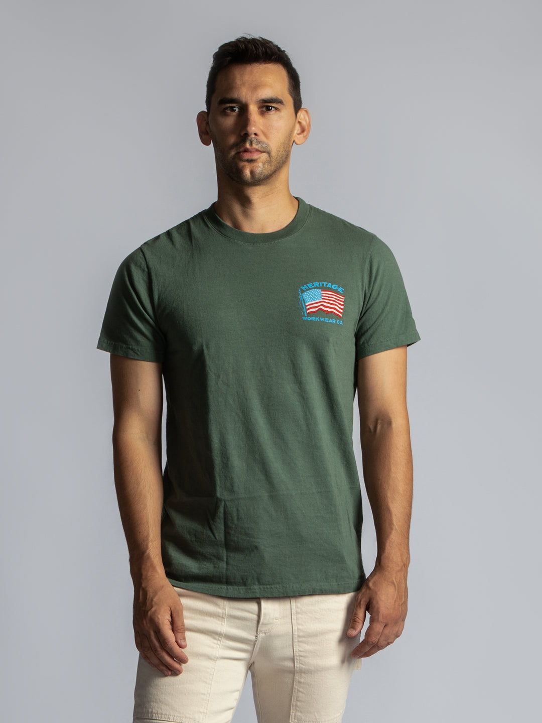 Heritage Unisex Flag Tee - Green - Heritage Workwear