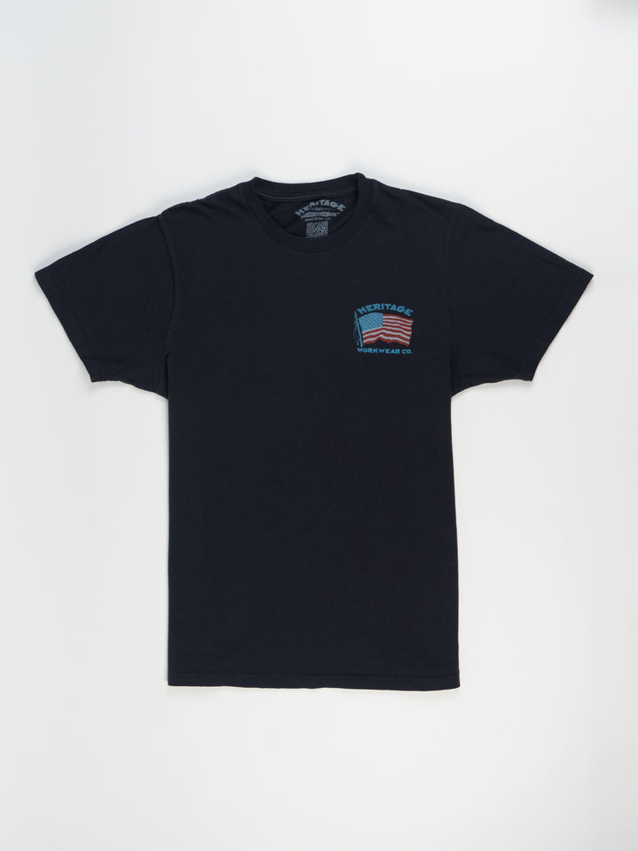 Heritage Unisex Flag Tee - Indigo - Heritage Workwear